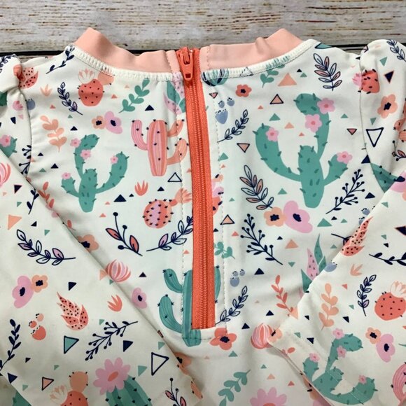 Ruffle Butts Toddler Girls UPF 50+ Long Sleeve Rash Guard SwimsuitSize 18-24M - Picture 11 of 14